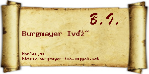 Burgmayer Ivó névjegykártya